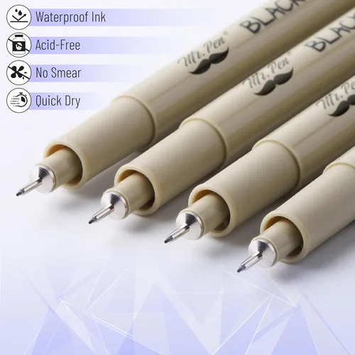 Miniatura 5 de Mr. Pen - Fineliners negros, bolígrafos de punta fina, 0.010 in, paquete de 4 bolígrafos bíblicos que no se corren, bolígrafos de punta fina