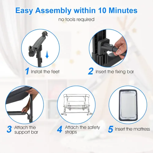 Miniatura 3 de INFANS Moisés de bebé 3 en 1, Durmiente junto a la cama para recién nacidos, Cuna plegable con colchón, Bolsa de viaje, Ruedas, Malla de 4 lados