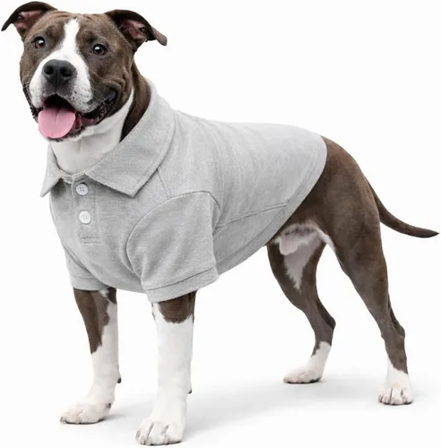 Miniatura 14 de lovelonglong Polo básico para perro, de algodón de primera calidad, para perros grandes, medianos y pequeños, con cuello de dos botones, color Negro