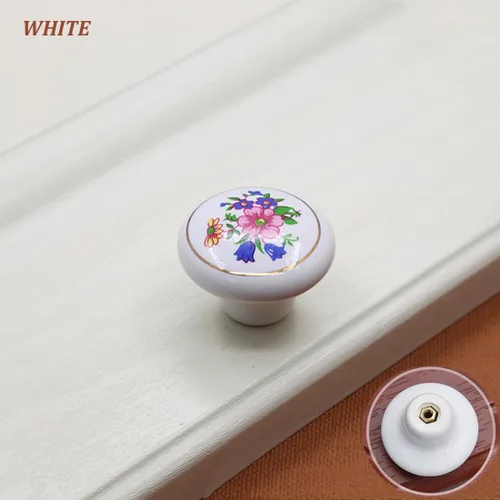 Miniatura 3 de Pomos de Cajón de Cerámica Antigua, [Paquete de 8] Pomos y Tiradores Redondos Vintage de Flores para Gabinete, Pomos para Muebles de Cocina