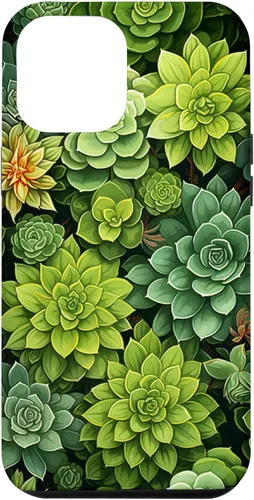 Funda para iPhone 12 Pro Max Suculenta Plantas Botánicas Verde Floral Patrón Flor Cactus