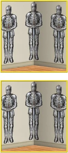 Beistle Telones de fondo de pared de caballeros, 4 x 30 pies, paquete de 2 decoraciones medievales para fiestas, fondo de decoración medieval, fondo