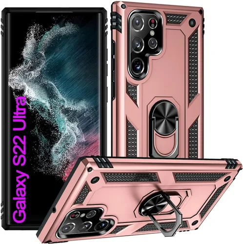 Miniatura 10 de Funda S22 Ultra para Samsung Galaxy S22 Ultra, con anillo de soporte, soporte ajustable, grado militar, protección resistente, a prueba de golpes