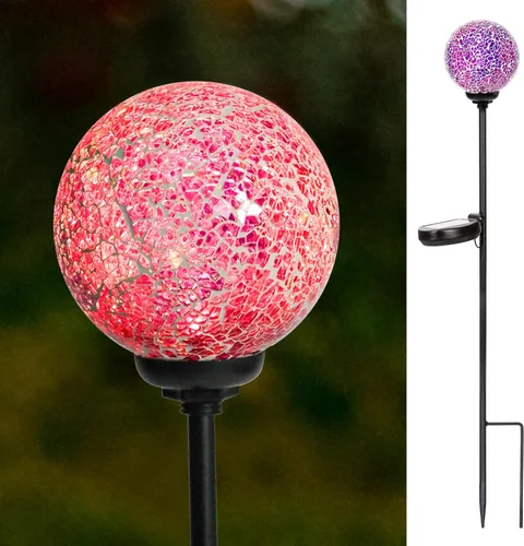 Miniatura 12 de VCUTEKA Luces solares decorativas para exteriores – Estacas solares de mosaico para jardín, luz LED impermeable para paisaje, césped, patio, Azul-2