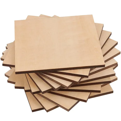 HAKZEON Paquete de 20 hojas de tilo sin terminar de 1/4 x 6 x 6 pulgadas, hojas de tilo de 0.236 pulgadas de grosor para manualidades, hojas