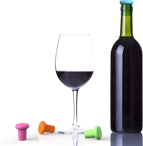 Miniatura 2 de Bakerpan Tapones de silicona para botellas de vino, juego de 4 tapones de vino reutilizables, herméticos y a prueba de fugas, se adapta a cuellos