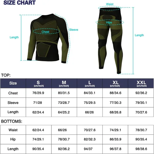Miniatura 6 de MEETWEE Men's Thermal Underwear Set, Winter Ski Gear Fleece Lined Long Johns Base Layer Warm Top & Bottom for Skiing Black