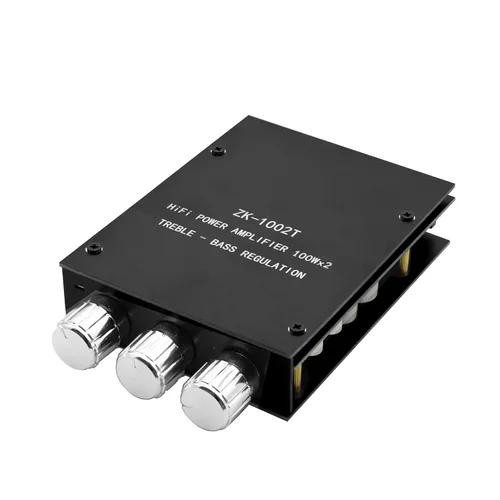 Miniatura 8 de ZK-1002T Placa de amplificador Bluetooth de 100 W+100 W con control de agudos y graves, placa de amplificador de audio estéreo mini de 2.0 canales