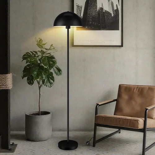Lámpara de pie, lámparas de pie industriales negras para sala de estar, lámpara de pie de 65.6 pulgadas, pantalla de cúpula de hongo retro, Negro