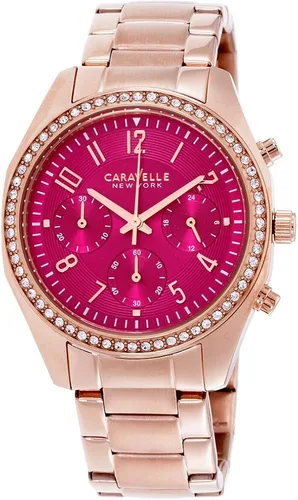 Caravelle New York 44L223 - Reloj de cuarzo para mujer, acero inoxidable, correa de acero inoxidable, color oro rosa