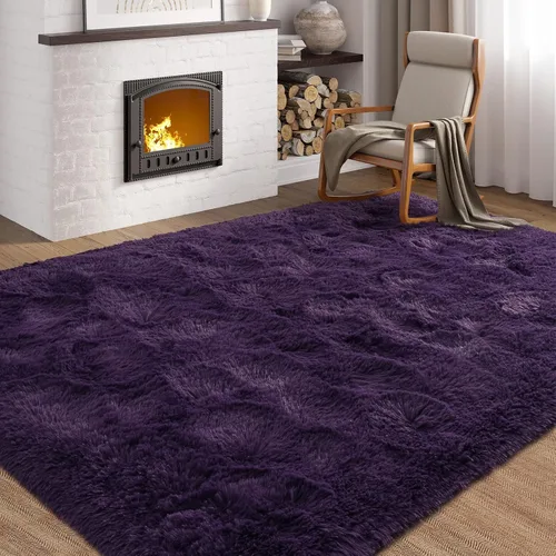 Miniatura 7 de Softlife Juego de 2 alfombras de color morado oscuro, rectangulares de 4 x 5.3 pies y 2.6 x 5.3 pies, ovaladas de 2.6 x 5.3 pies, alfombras de área