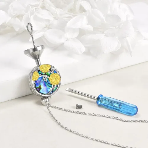 Miniatura 3 de DAYLINLOVE Collar de urna de girasol para cenizas, plata de ley You Are My Sunshine colgante joyería de cremación para cenizas de seres queridos