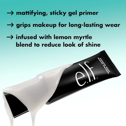 Miniatura 10 de e.l.f. Power Grip Primer Mate, prebase facial en gel y hidratante para suavizar la piel y fijar el maquillaje, hidrata y prepara, vegano y libre