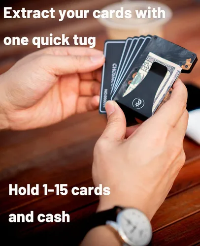 Miniatura 2 de Chosmoos - Cartera minimalista para hombre con clip para dinero, ligera y delgada