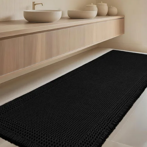 Miniatura 85 de Tapete de baño con diseño de gofre, moderno, bohemio, absorbente, antideslizante, ultrasuave, lavable a máquina, con letra de baño, dormitorio