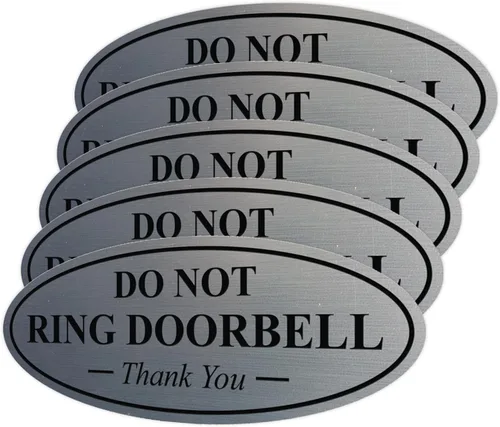 Miniatura 31 de All Quality Cartel de agradecimiento ovalado con texto en inglés «Do not Ring DOORBELL», color negro, pequeño, 1 paquete