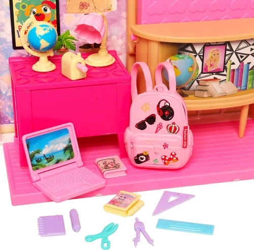 Miniatura 2 de ENOCHT 19 piezas de muñeca niña accesorios escolares mochila mini lámpara de escritorio portátil mini globo gafas y auriculares para muñeca de 11.5