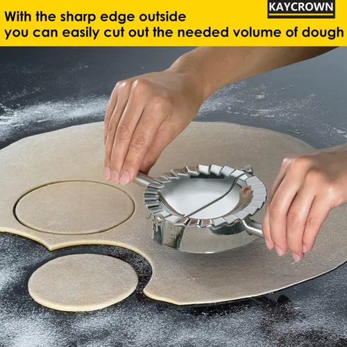 Miniatura 7 de KAYCROWN Empanada Maker - Prensa para hacer albóndigas de acero inoxidable, juego de moldes de bola de masa 2 en 1 para ravioles, pierogi