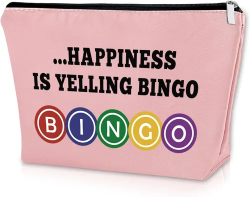 Miniatura 11 de Sazuwu Bingo Regalos Bolsa de Maquillaje Bingo Amantes Regalos Cosméticos Bolsa de Cumpleaños Regalos de Navidad Bolsa de viaje, Beige, 40 W/32 L