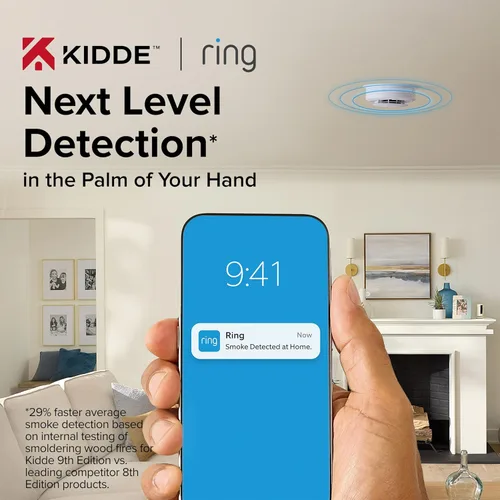 Miniatura 2 de Kidde Smart Smoke and Carbon Monoxide Detector, Ring App Enabled for Real-Time Notifications, Hardwired Alarm, AA Backup Battery