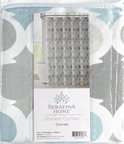 Miniatura 5 de VCNY Home Cortina de ducha universal de tela para baño para hombres o mujeres: tonos apagados de azul y gris (Conrad Multi)