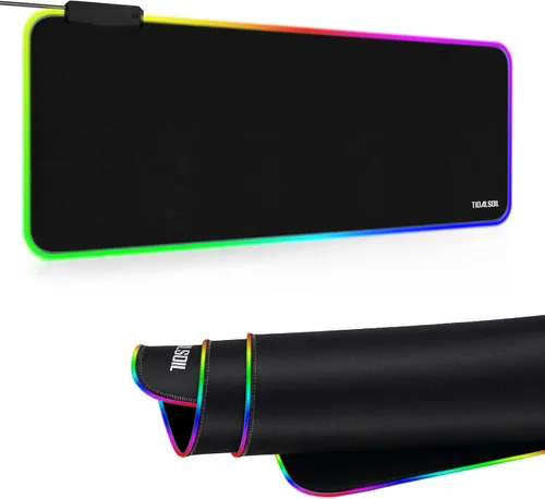 Miniatura 8 de Alfombrilla de mouse RGB grande para juegos con concentrador USB de 4 puertos y 13 modos de iluminación, alfombrilla de mouse para teclado