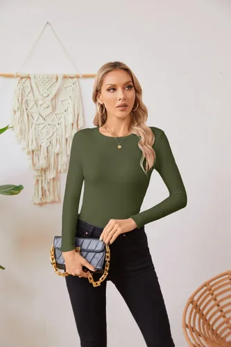 Miniatura 5 de VICHYIE Fall Clothes Womens Crewneck Ribbed Long Sleeve Shirts Slim Fitted Tee Casual Basic Tshirt Top