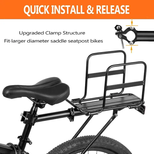 Miniatura 7 de Estante plegable de carga para bicicleta de alas anchas, liberación rápida, universal, gran capacidad, altura ajustable de 24 a 29 pies
