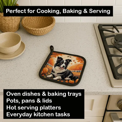 Miniatura 4 de Caroline's Treasures DAC1022PTHD Border Collie - Juego de soportes para ollas resistentes al calor, almohadillas calientes para horno, para cocinar