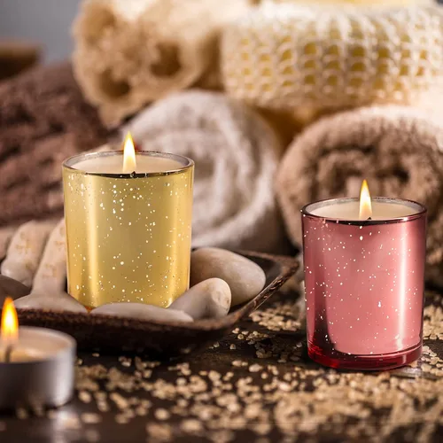 Miniatura 7 de SHOWIN Tarros gruesos para hacer velas, 16 unidades, tarros vacíos de 7 onzas con tapas de madera para hacer velas, contenedor de muestra, color Oro