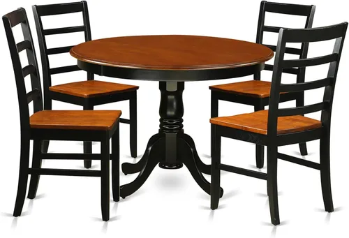 Miniatura 12 de East West Furniture HLPF5-CAP-W - Juego de comedor de 5 piezas para 4 personas, incluye una mesa de comedor redonda con pedestal y 4 sillas
