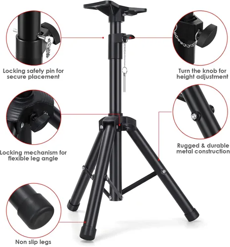 Miniatura 3 de Soporte para altavoz de PA y DJ resistente, altura ajustable de 30 a 44 pulgadas, de acero, bolsa de transporte