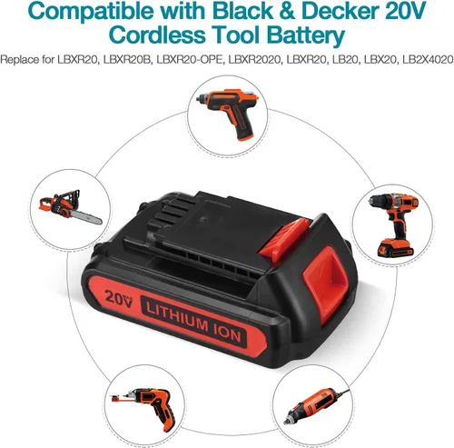 Miniatura 2 de LBXR20 20V 4.0Ah Reemplazo para batería de litio Black and Decker 20V LB20 LBX20 LBXR20-OPE LBXR2020-OPE LB2X4020-OPE LBXR20B-2 LST220 LST300