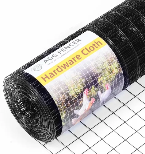 Miniatura 11 de Tela Metálica Negra de 8 pulgadas x 25 pies, Malla de Alambre de 1/2 pulgada 19Ga Recubierta de PVC y Vinilo, Rollo de Cercado de Alambre de Pollo