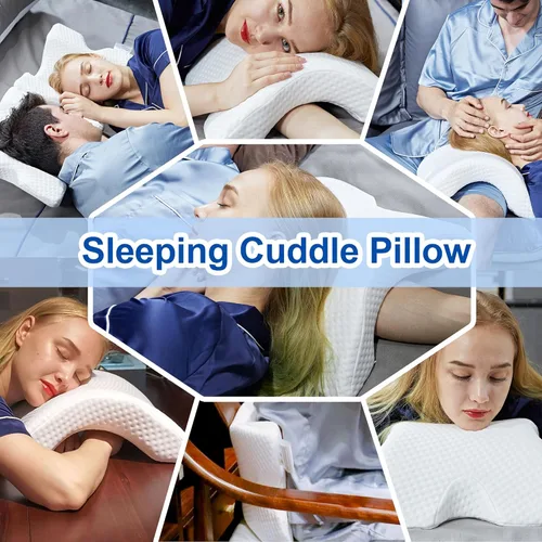Miniatura 6 de ALEVMOOM Almohada de brazo para dormir para pareja, espuma viscoelástica, para viajes, en forma de arco, almohada en forma de U, que proporciona