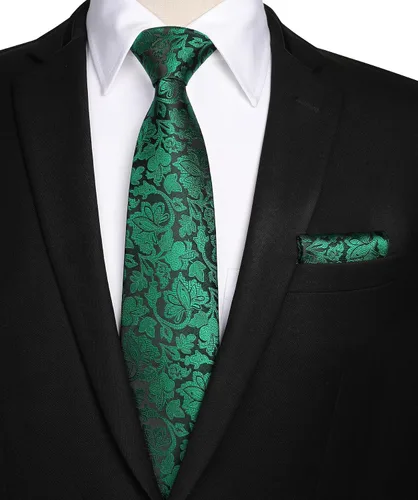 Miniatura 171 de Corbatas florales tejidas clásicas para hombre, corbata cuadrada de bolsillo, corbatas formales para hombres, boda con pañuelo