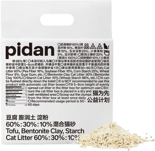 Arena para gatos Pidan Mix, arena para gatos de tofu con almidón de bentonita 60%:30%:10%, absorbente y de secado rápido, desechable, residuos de