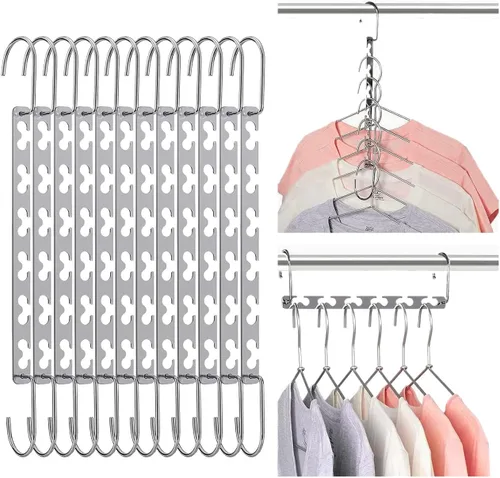 Miniatura 9 de Perchas que ahorran espacio, colgador de camisas, perchas de metal para ropa, ahorro de espacio para colgar ropa, organizador de armario de metal