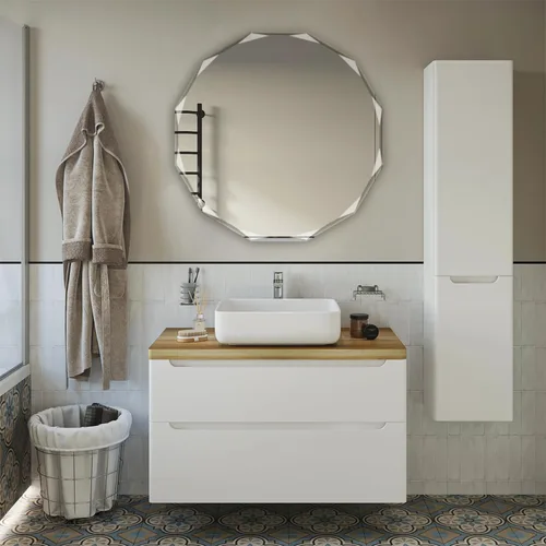 Miniatura 3 de Espejo circular de un solo borde biselado, sin marco, para montaje en pared, espejo de tocador de baño, 30 pulgadas