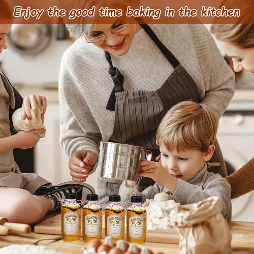Miniatura 5 de Uiifan 8 botellas de extracto de vainilla de 4 onzas Boston redondas con tapas, botella de vidrio y 8 etiquetas de extracto de vainilla para regalo