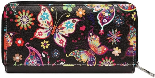 Miniatura 5 de Juego de cartera para mujer, estilo occidental, diseño de flores y mariposas, estilo floral, estilo campestre