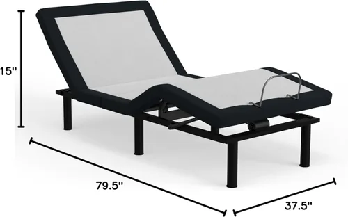 Miniatura 2 de Blissful Nights Twin XL e3 Base de Marco de Cama Ajustable con Inclinación de Cabeza y Pie, Control Remoto Inalámbrico, Fácil Montaje, Garantía