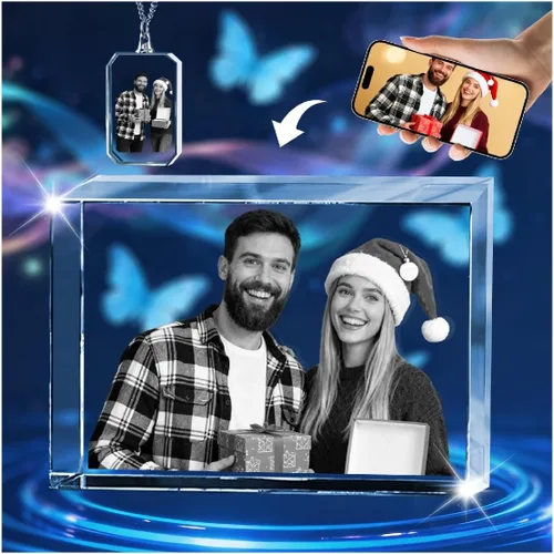 Miniatura 8 de Marco de fotos de cristal 3D personalizado grabado grabado personalizado impresiones de fotos de vidrio regalos de Navidad cubos de fotos gran