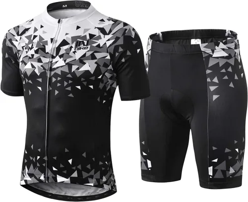 INBIKE Conjunto de camiseta de ciclismo para hombre, camisa de ciclismo transpirable de manga corta con pantalones cortos acolchados