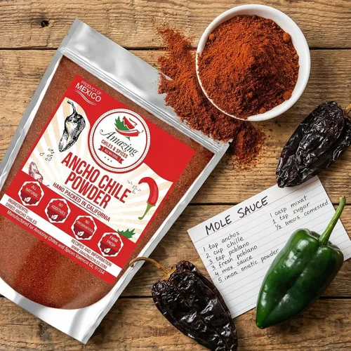 Miniatura 7 de Pimienta de chile ancho molida (4 onzas), natural y de alta calidad. Ideal para recetas como mole mexicano, salsas, guisos, salsa, carnes