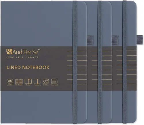 Miniatura 12 de &And Per Se Cuaderno rayado, 160 páginas, tamaño A5 de 5.7 x 8 pulgadas, cuaderno de papel grueso con rayas universitarias para escribir, cuadernos