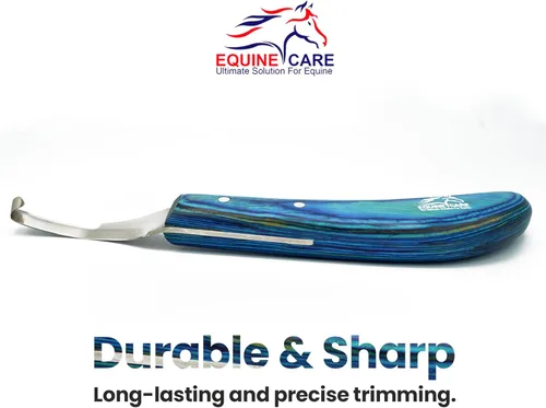 Miniatura 5 de Equine Care Cuchillo de pezuña para diestros – Hoja de acero inoxidable J2 afilada de doble filo, mango ergonómico de hoja – Recortadora profesional