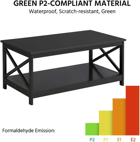Miniatura 6 de Topeakmart X-Design - Juego de 3 mesas de sala de estar, con 1 mesa auxiliar y 2 mesas laterales para sofá, color negro