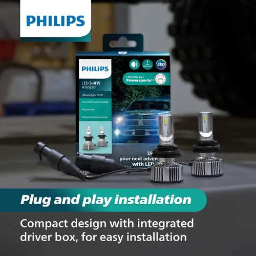 Miniatura 2 de Philips UltinonSport H8/H16 Bombilla LED para Luz Antiniebla y Faros de Motos y Vehículos Deportivos, 2