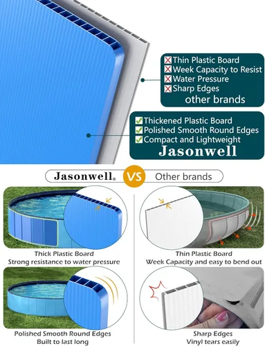 Miniatura 5 de Jasonwell Piscina plegable para perros Piscina de plástico duro para perros Piscina portátil para niños Piscina para mascotas Piscina para vadear